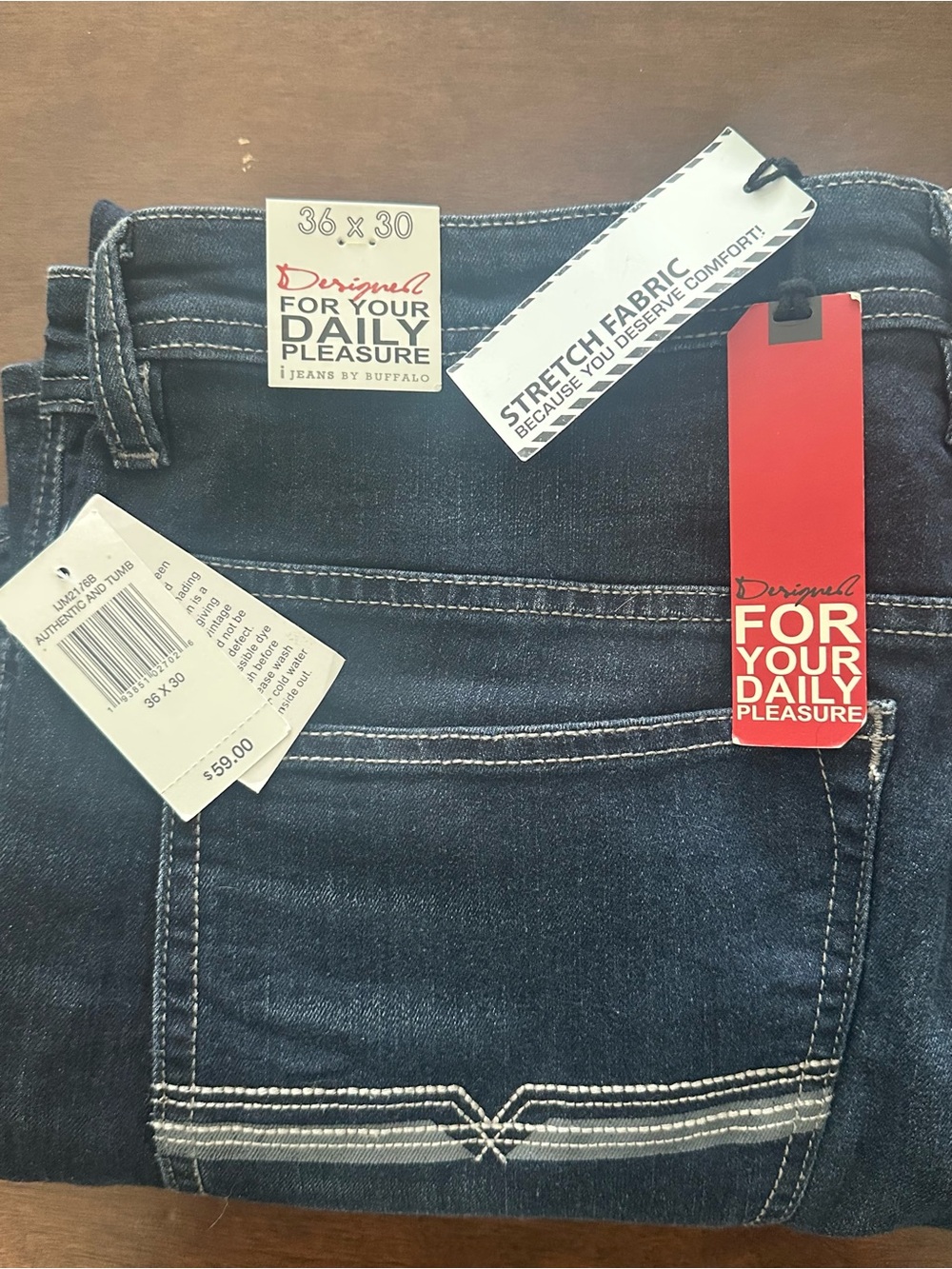 Jeans By Buffalo Dark Wash Stretch Jeans - Dark Blue 36-30